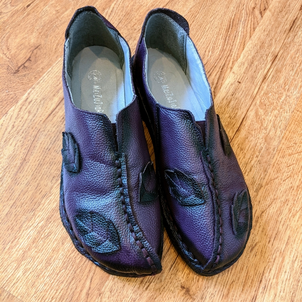 MeiZuJiaRen Purple Leather Slip-on Shoes